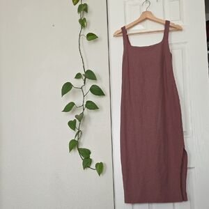 Beyond Yoga Mauve Square-Neck Sleeveless Midi Dress